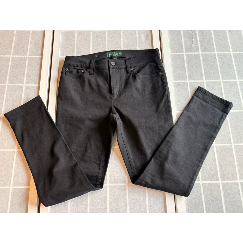 NWOT LRL Lauren Jeans Womens 6‎ Black Ultra Skinny Straight Ankle Stretch Denim